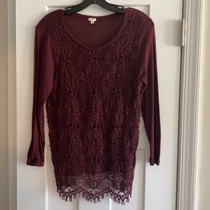 Maroon Burgundy j. crew lace top